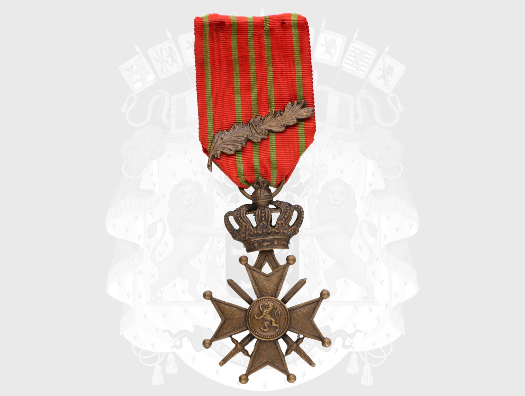 Válečný kříž 1914 - 1918 s bronzovou ratolestí, za zmínku v hlášení, na stuze