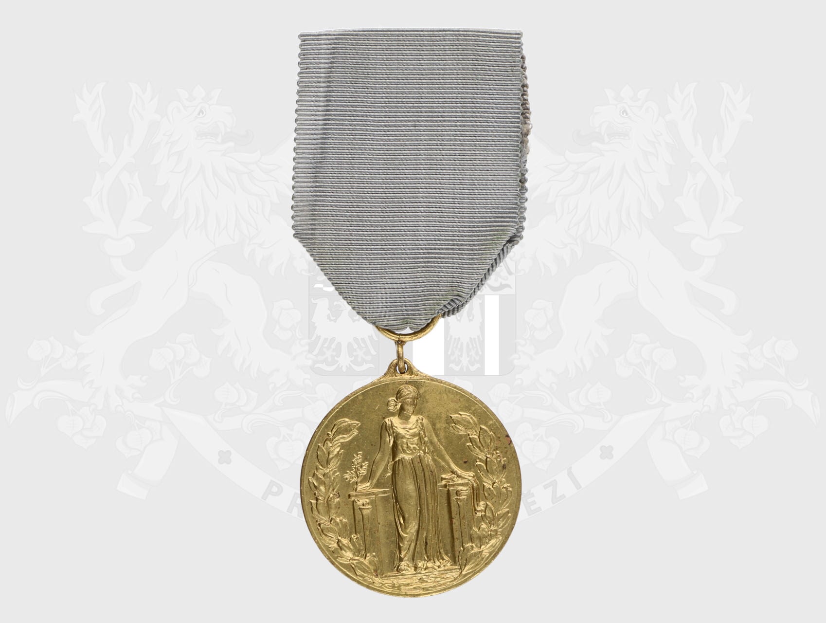 Pamětni medaile FIDAC bez letopočtu ve štítku, pozlacený bronz
