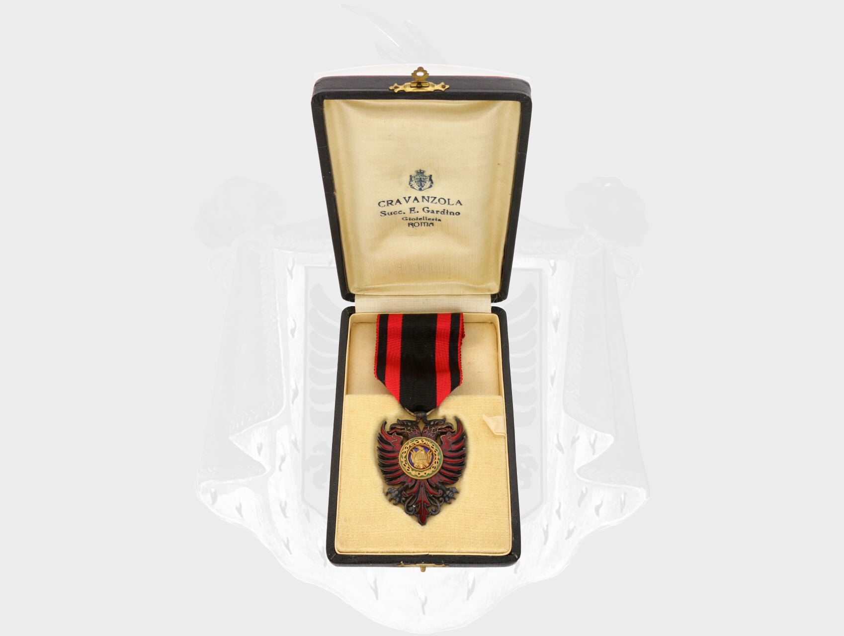 Řád Scanderbega, rytíř, období 1940-1944, stříbro, smalty, originální etue