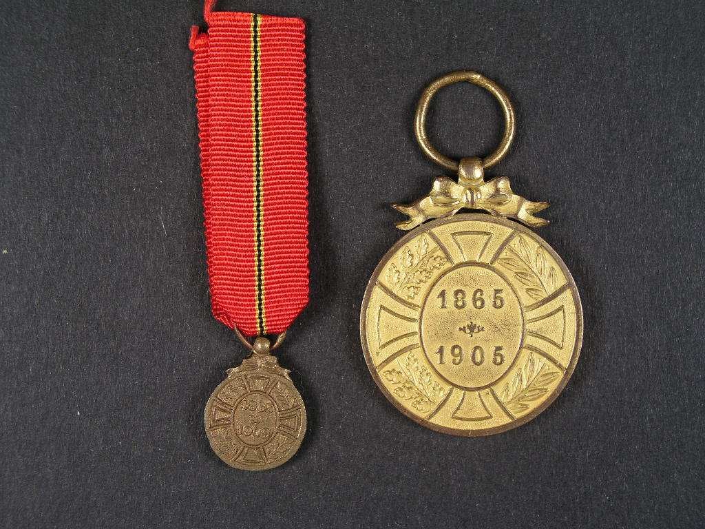 Pamětní medaile krále Leopolda II. 1865-1905 + miniatura
