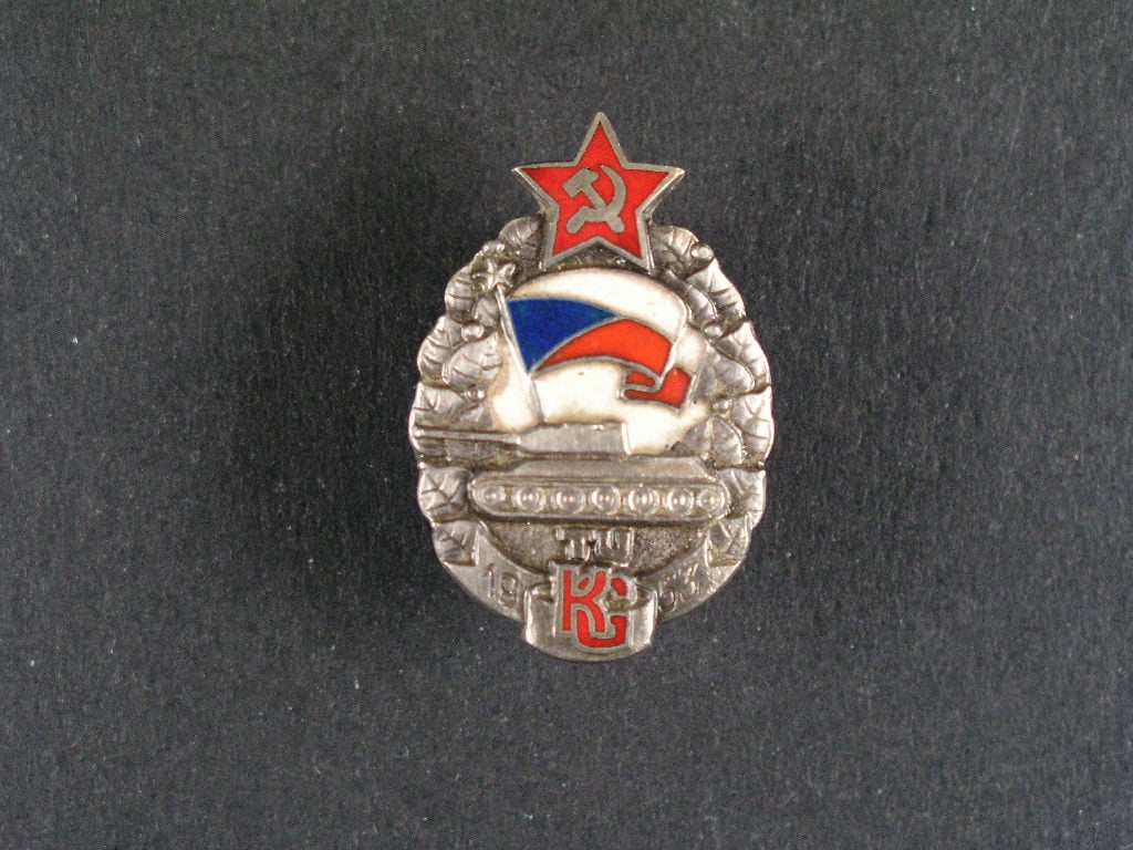 Odznak tankového učiliště Klementa Gottwalda, 1953, Ag, č.0696