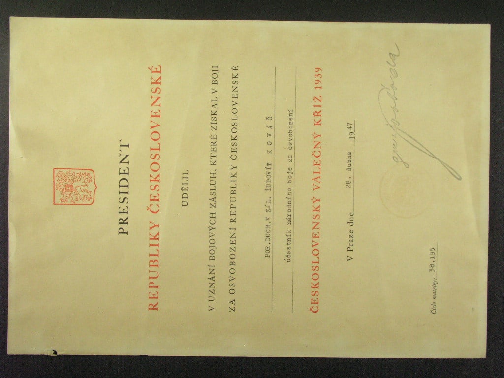 Dekret k ČS válečnému kříži 1939