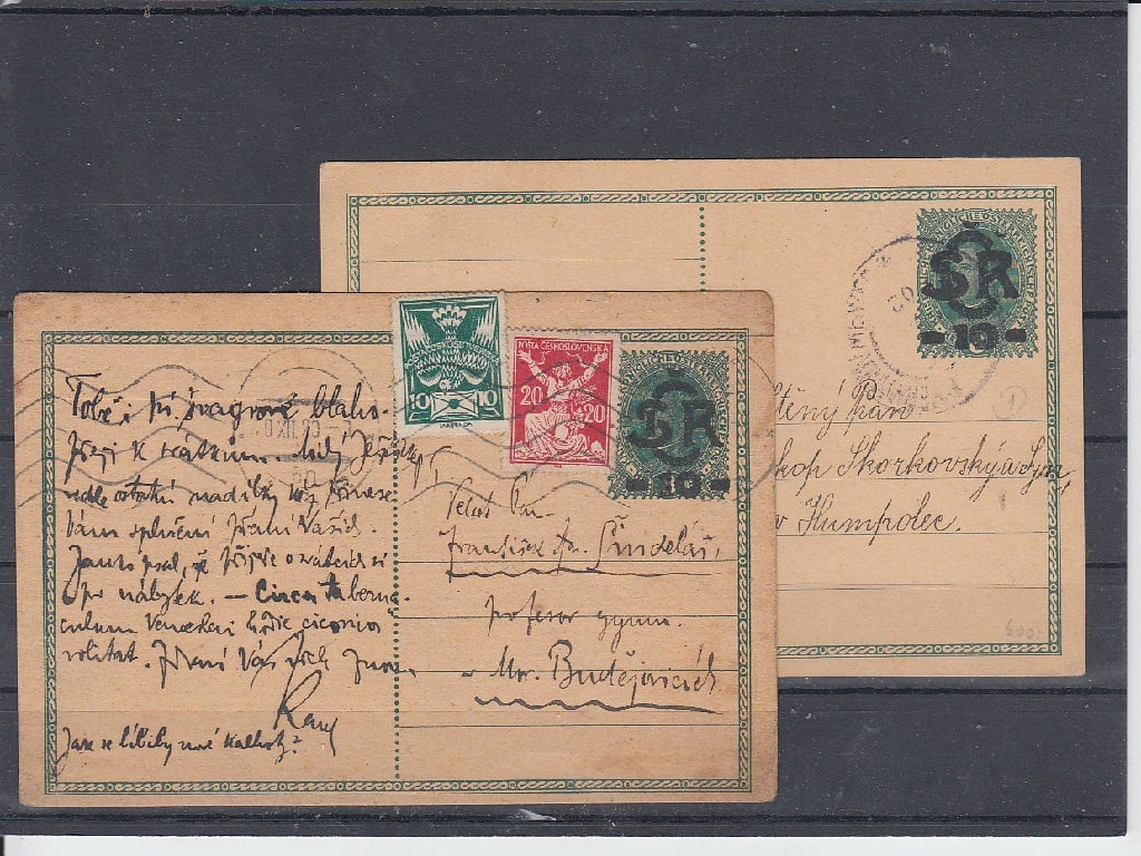 2ks CDV č. 1, z toho jeden kus dofrankovaný zn. č. 145 a <br />zn. č. 151.