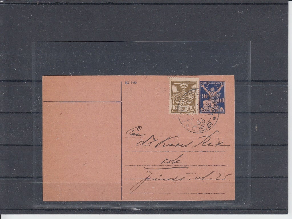 Dopisnice pro potrubní poštu CPO 1 dofrankovaná známkou č.146 pod razítkem Praha 14.9.1924.