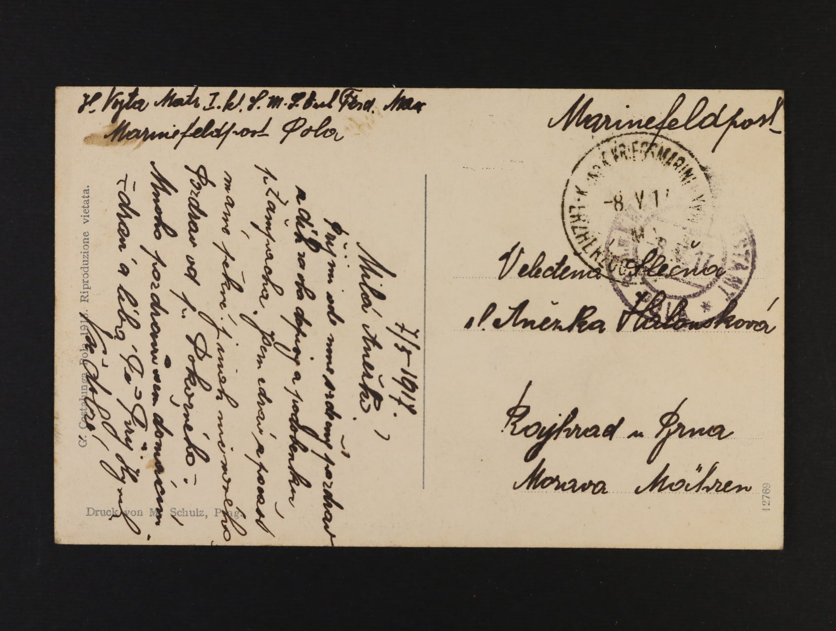 Celistvost s pod. raz. K.u.K. MFPA POLA 8.5.14 + raz. S.M.S Erzherzog Ferdinand Max., dobrá kvalita
