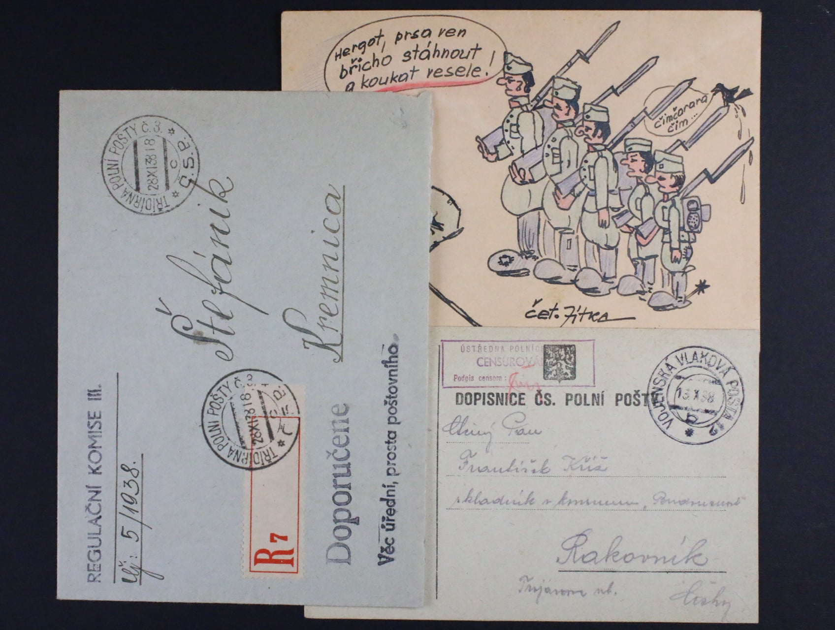 ČSR 1938 - 3 ks. celistvosti polní pošty