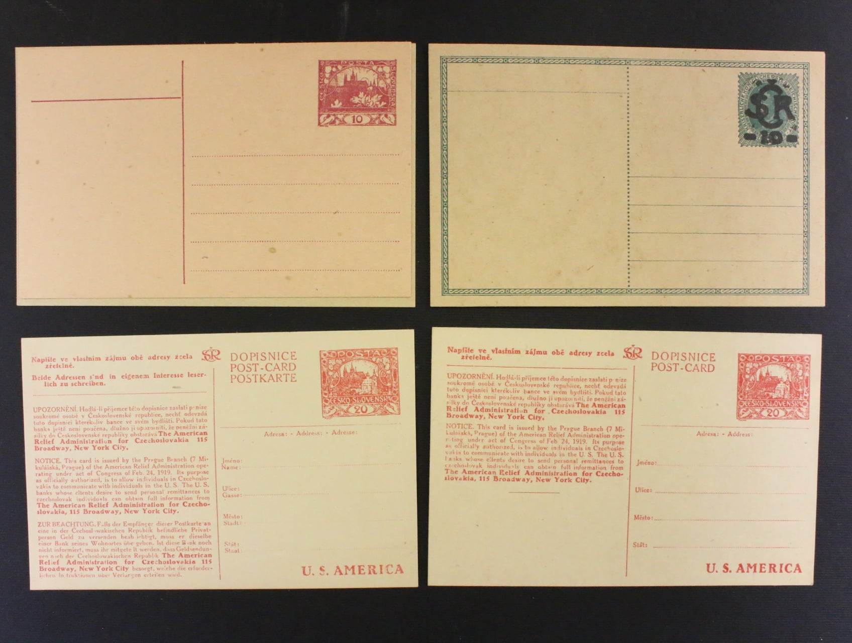 sestava CDV č. 1 Paa, Pba, CDV č. 7, CDV 10, CDV 16 A, CDV 16 C, nepoužité, dobrá kvalita, kat. cena 2640 Kc