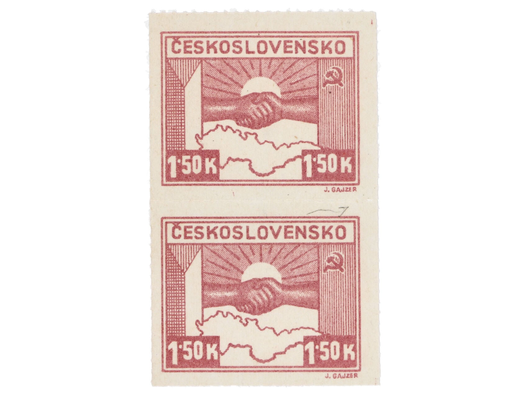 zn. č. 353a 2 páska, 1x vynechaný perf. otvor
