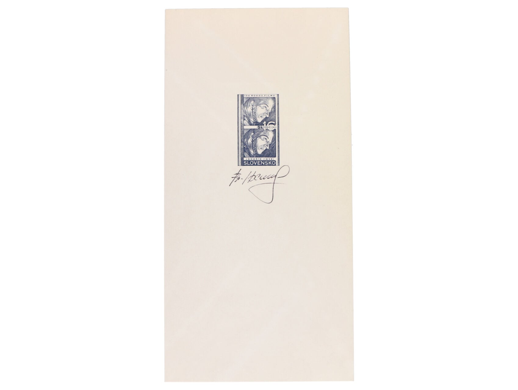 PT 15a - velký formát, nečíslovaná, tmavomodrá, sign. F. Horniak