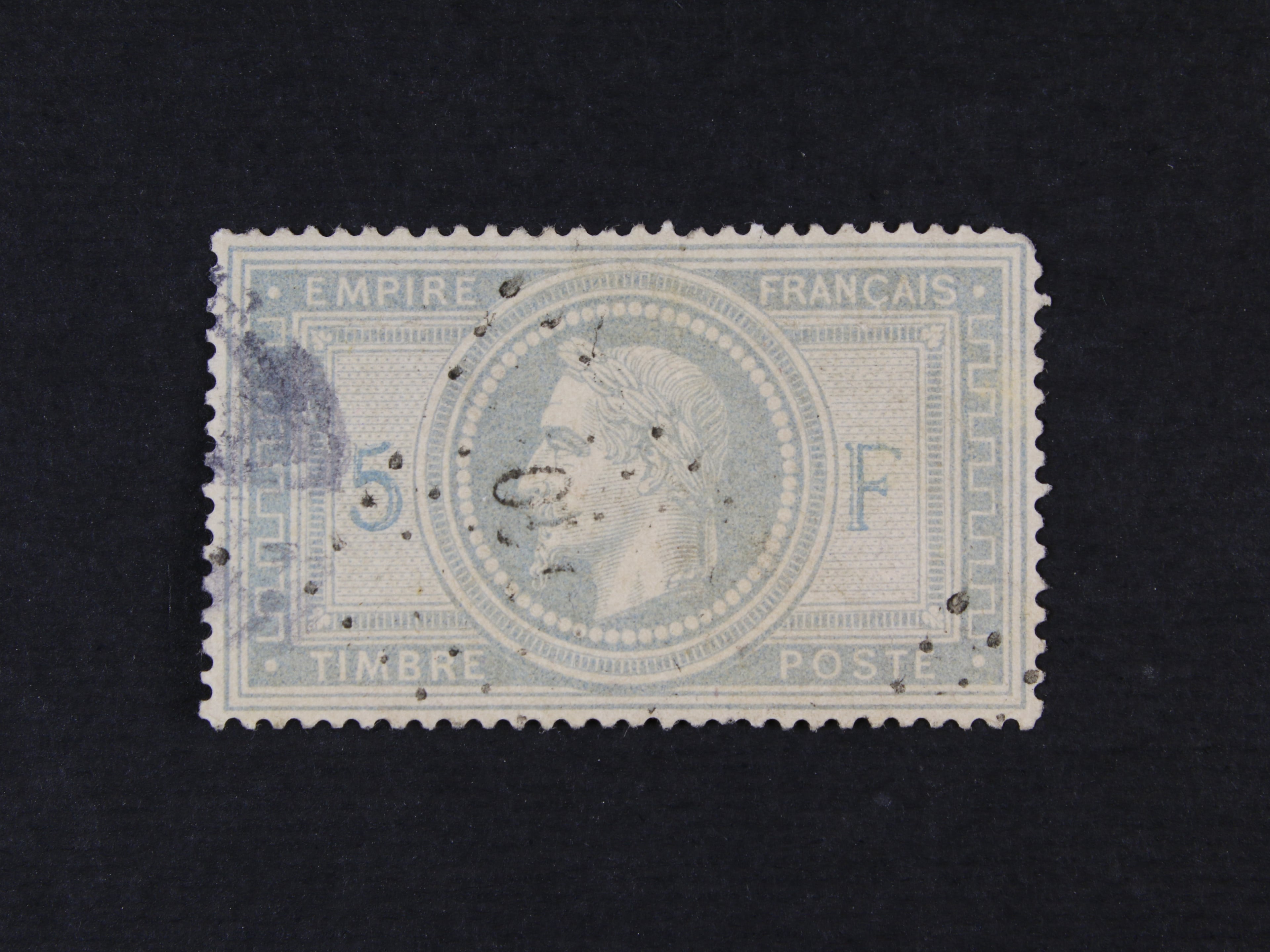 zn. Mi. č. 35 5Fr Napoleon III. v pravém horním rohu kz, na levém okraji nepatrně stržený papír (u tohoto vydání běžné), cca 1000 EUR