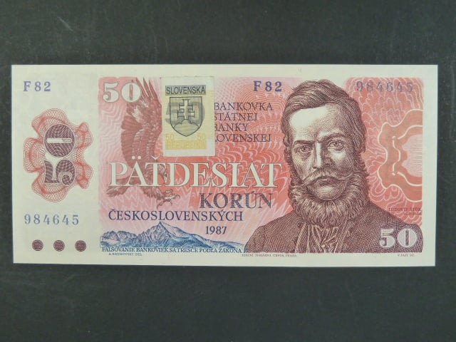 50 Sk/Kčs 1987 s. F 72 kolkovaná, Baj. SK2a