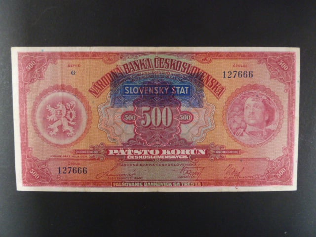 500 Ks 2.5.1929 s pretiskem, serie G