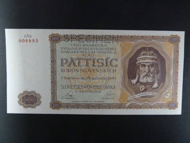 5000 Ks 18.12.1944 série 2Ah, perf. SPECIMEN nahoře
