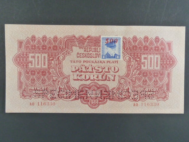500 K 1944 kolkovaná série AO, 2x perf. SPECIMEN dole