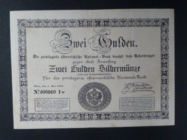 2 Gulden 1.5.1848, Ri. 081, mimořádný stav