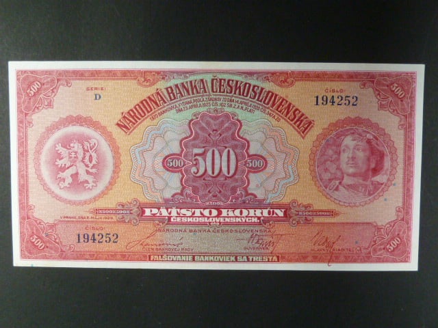 500 Kč 2.5.1929 , serie D
