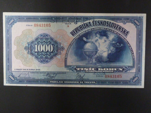 1000 Kč 8.4.1932, serie A, perforace SPECIMEN