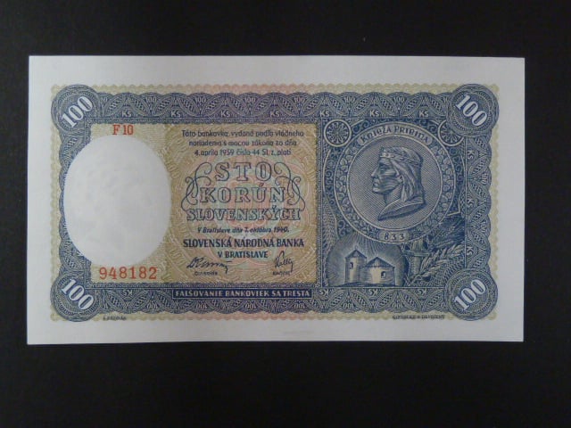 100 Ks 7.10.1940 I.vydání, série F 10
