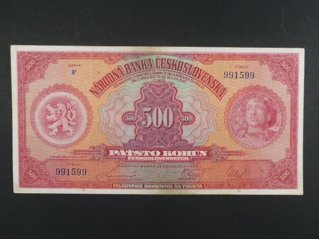 500 Kč 2.5.1929 , serie F