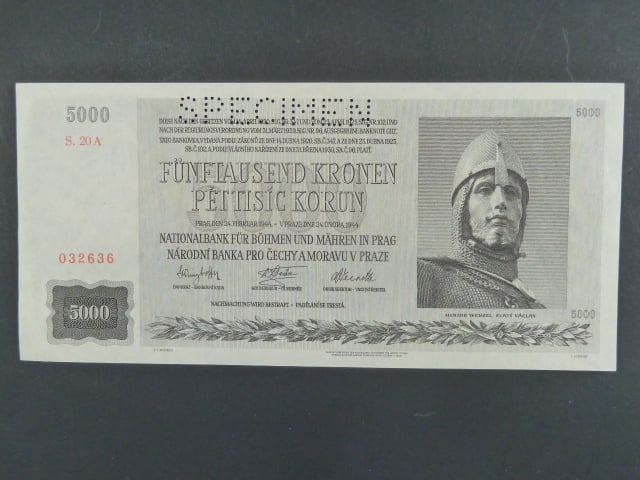 5000 K 24.2.1944 série 20 A, perf. SPECIMEN