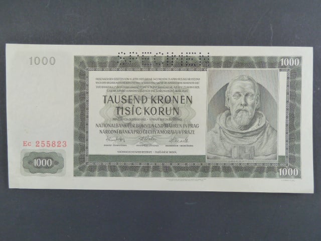 1000 K 24.10.1942 série Ec, III. vydání, perf. SPECIMEN