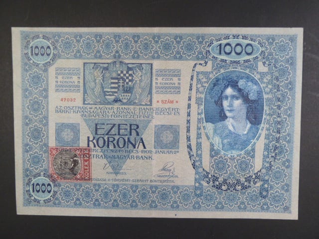1000 K 2.1.1902, Kolkovaná , typ B1, série 1208, šedý podtisk