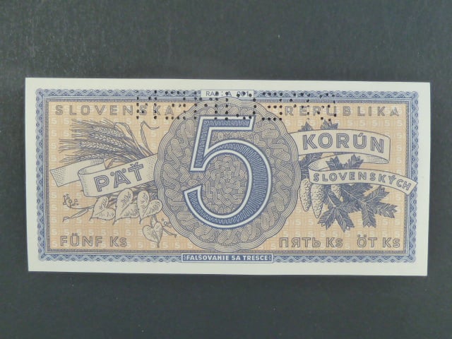 5 Ks 1945 série A 001, perf. SPECIMEN