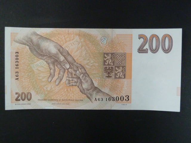 200 Kč 1993 s. A 63 proužek Kčs, Baj. CZ 6a, Pi. 6a