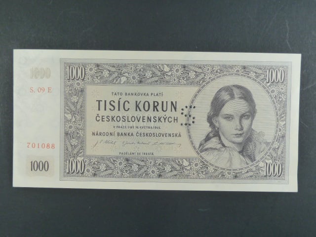 1000 Kčs 16.5.1945 série E 20, perf. S