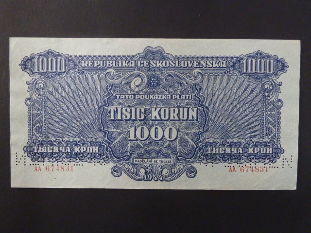 1000 K 1944 s.AA, 2x perf. SPECIMEN dole převráceně