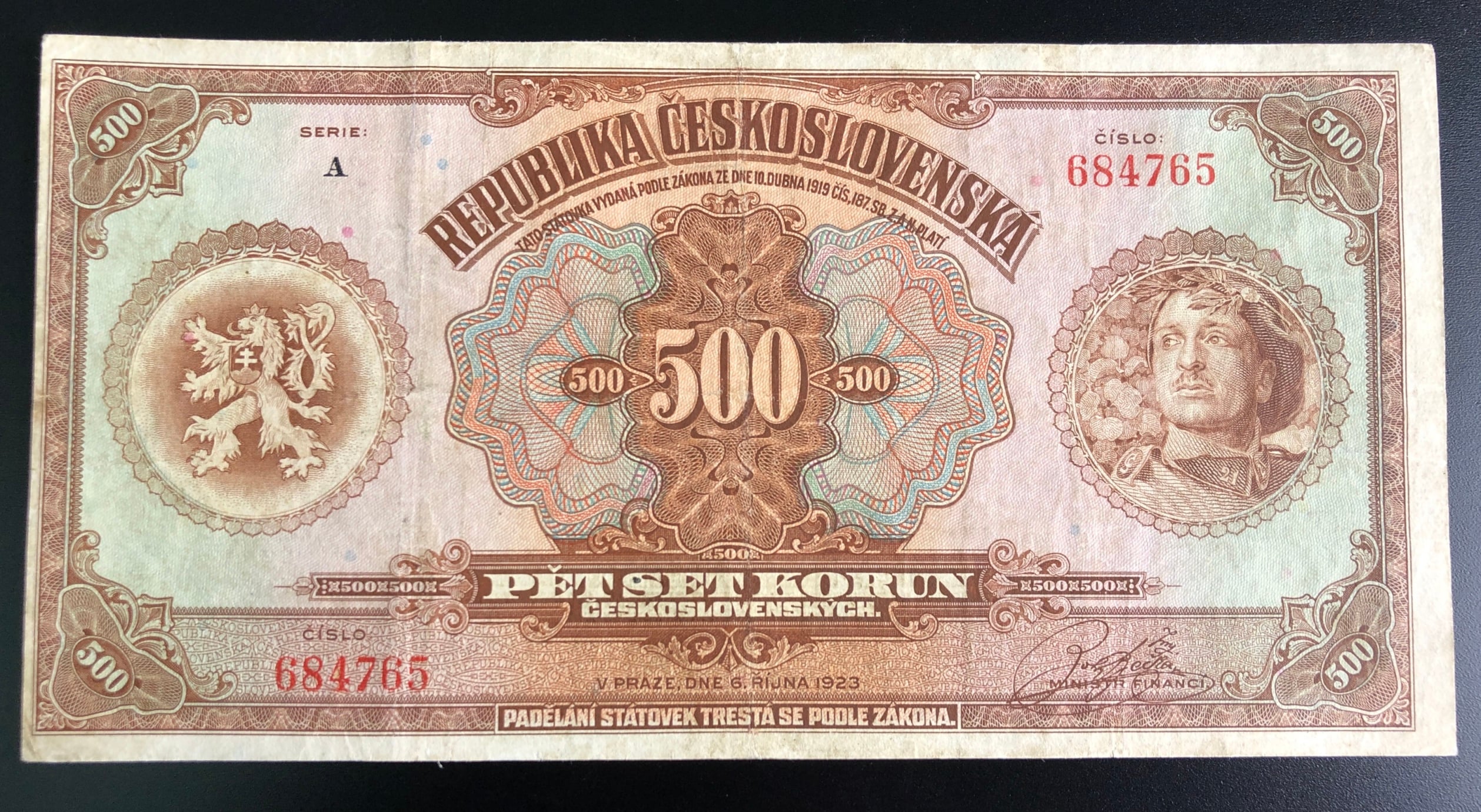 500 Kč 6.10.1923 série A