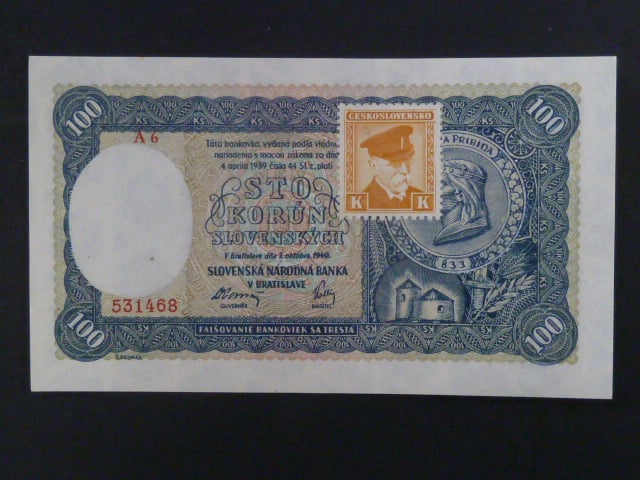 100 Ks 7.10.1940 II.vydání, kolkovaná série A6