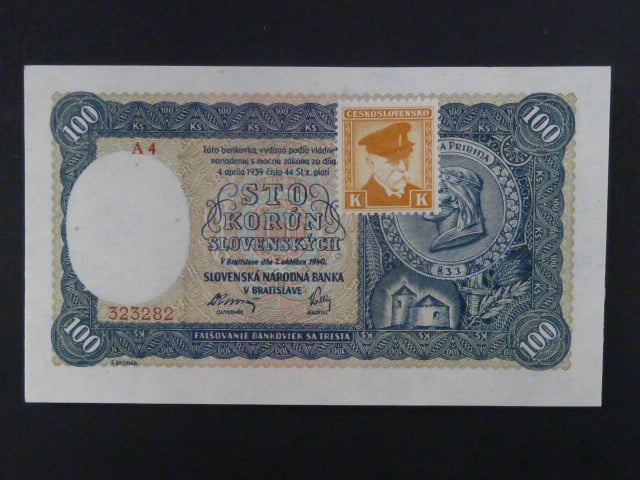 100 Ks 7.10.1940 II.vydání, kolkovaná série A4