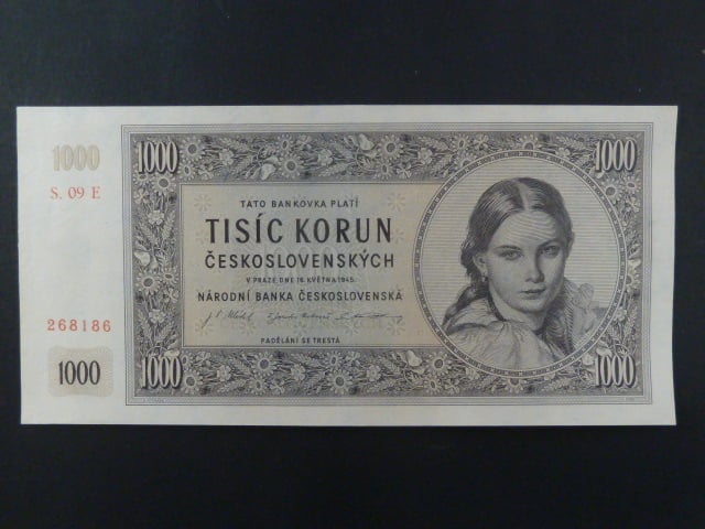 1000 Kčs 16.5.1945 série E 09