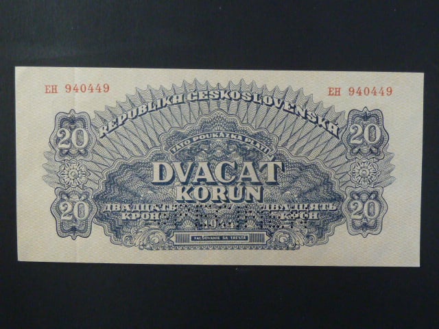 20 K 1944 série EH, číslovač 6b, 1x perf. SPECIMEN dole