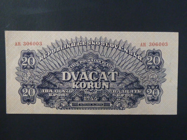 20 K 1944 série AH, číslovač 6b, 1x perf. SPECIMEN dole