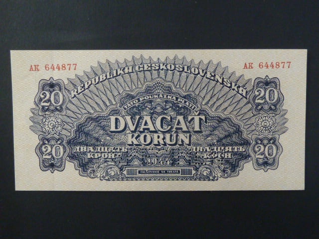 20 K 1944 série AK, číslovač 6b, 1x perf. SPECIMEN dole