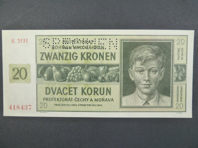 20 K 24.1.1944, série 43 H, perf. SPECIMEN