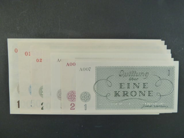 KT Terezín kompletní sada 1K - 100K 1.1.1943
