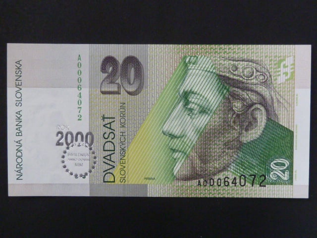 chybotisk - 20 Sk 1.9.1993 s. A (2000), přítisk Bi-milénium, posun přetisku, Pi. 34