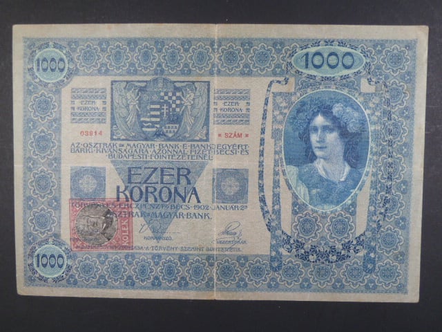 1000 K 1902 série 1220, kolkovaná , typ A2, šedý podtisk