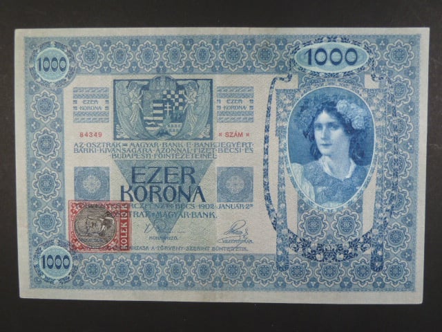 1000 K 2.1.1902, Kolkovaná , typ B3, série 1106, šedý podtisk