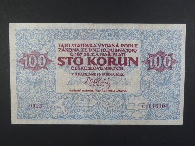 100 Kč 15.4.1919 série 0013