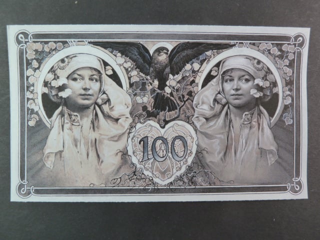 100 Kč 1919, návrh, jednostranná