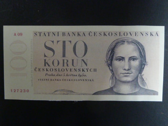 100 Kčs 1950, návrh I.varianta, oboustranná