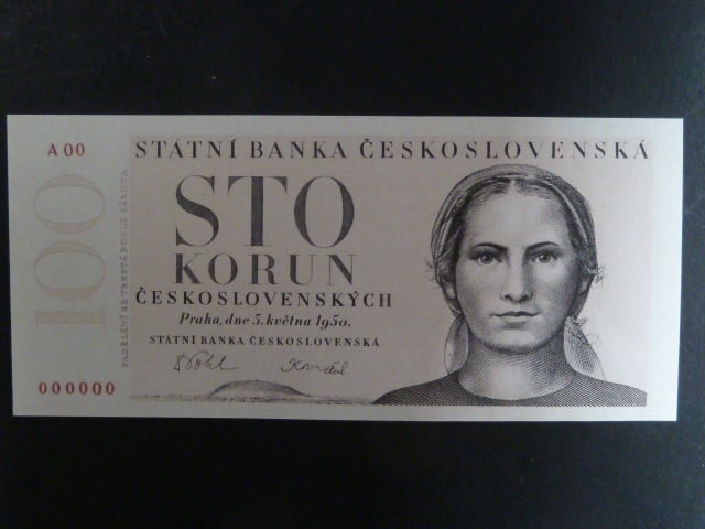 100 Kčs 1950, návrh II.varianta, oboustranná