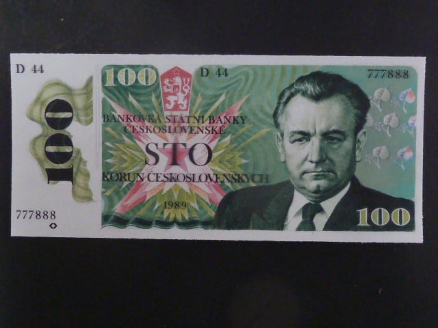 100 Kčs 1989, návrh, jednostranná
