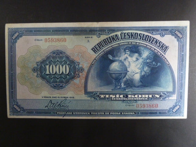 1000 Kč 15.4.1919 série A, Ba. 14, Pi. 13