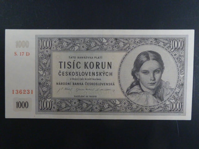 1000 Kčs 16.5.1945 série D 17
