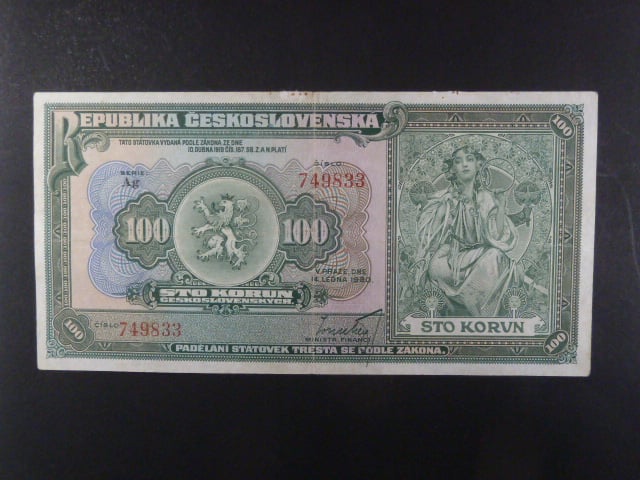 100 Kč 14.1.1920 série Ag, Ba. 16b, Pi. 17a